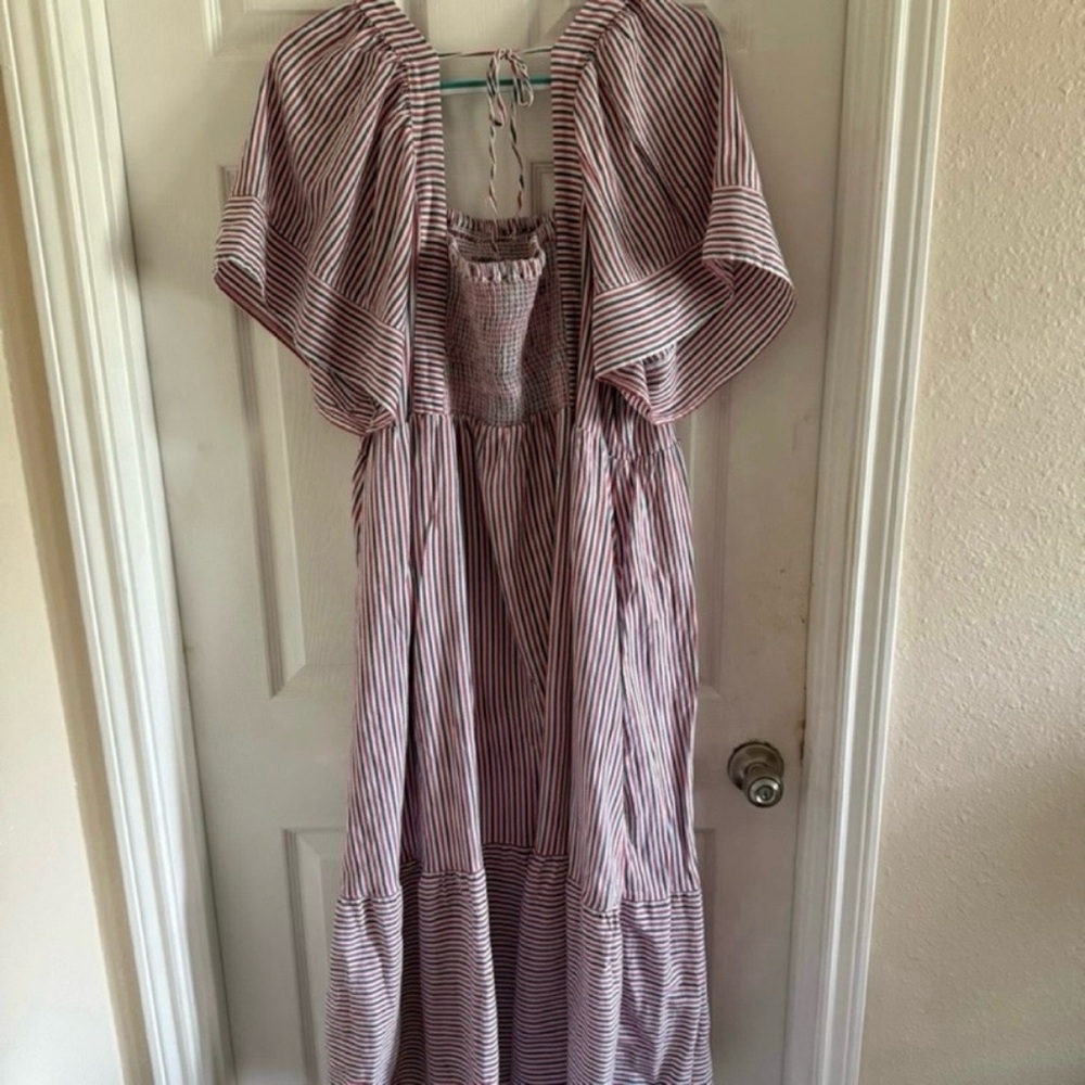 Old Navy fit & flare short sleeves striped tie-back midi dress - Picture 8 of 10